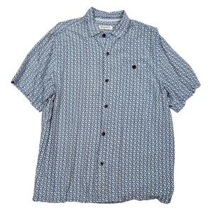 Tommy Bahama‎ Island Navy Marciano Geometric Tiles Button S/S Shirt Men's Size L